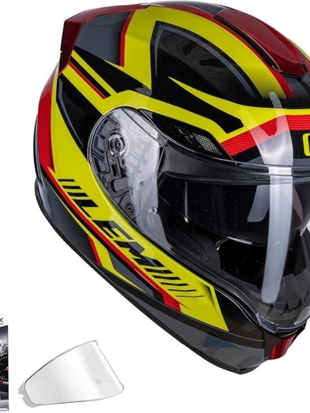 LEM Full Face Motorcycle Helmet Adult Med. DOT Lightweight Fiberglass Yellow Red